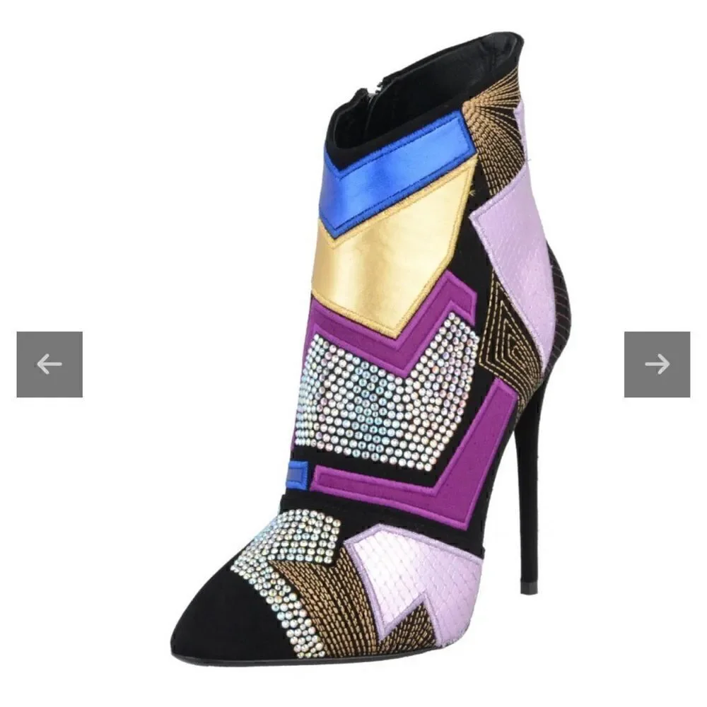 Giuseppe Zanotti Crystals Patchwork Ankle Boots